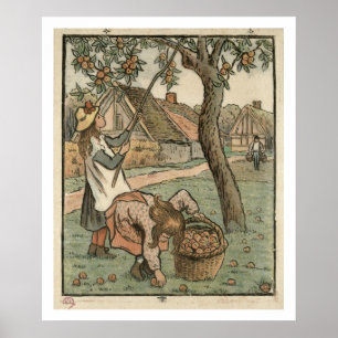 Gathering Apples, uit "Travaux des Champs", engra Poster
