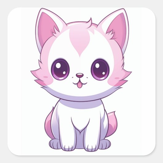 Gatinho Kawaii Vierkante Sticker (Voorkant)