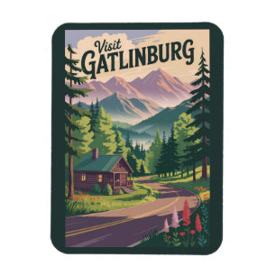 Gatlinburg Tennessee Hut Reis Kunst Vintage Magneet