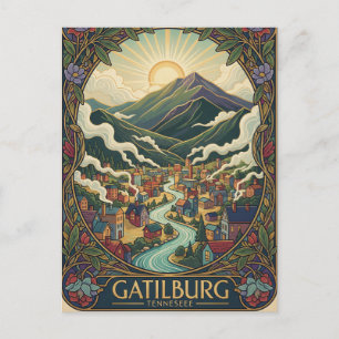 Gatlinburg Tennessee Illustratie Vintage ontwerp Briefkaart