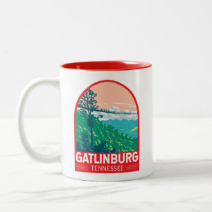 Gatlinburg Tennessee Reis Kunst Embleem Tweekleurige Koffiemok