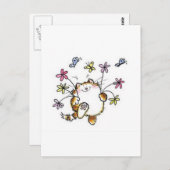 Gato com flores briefkaart (Voorkant / Achterkant)