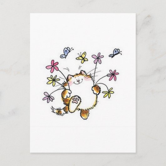 Gato com flores briefkaart (Voorkant)