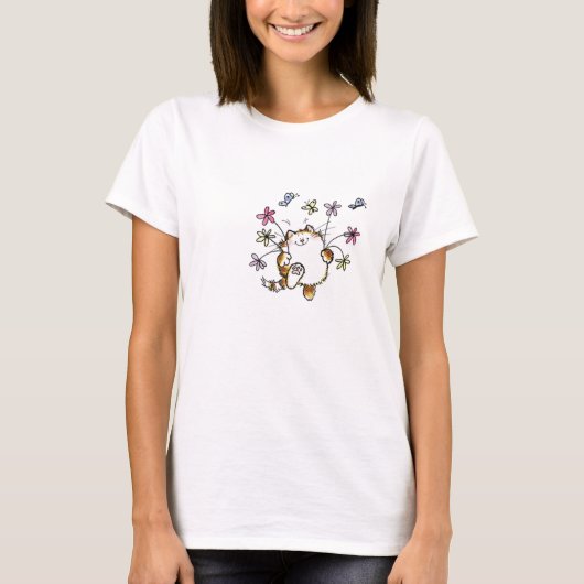 Gato com flores t-shirt (Voorkant)
