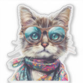  Gato Cool con Lentes  Sticker (Voorkant)
