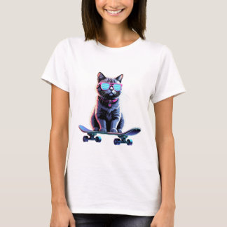 Gato Cyberpunk Neón – Colección de Diseño Futurist T-shirt