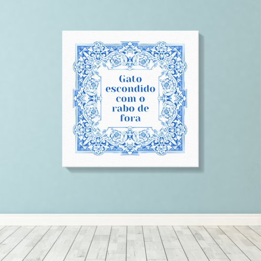 Gato escondido com o rabo e fora canvas afdruk (Insitu (Houten vloer))