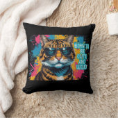 Gato tigrado rebelde con gafas y estilo urbano kussen (Deken)