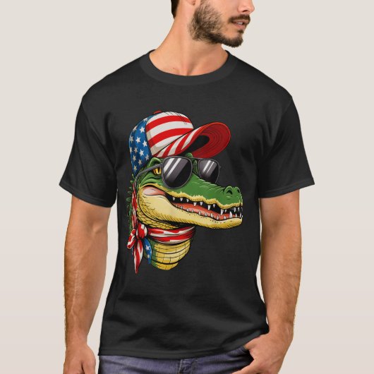 Gator Alligator krokodil 4 juli geeft Mannen T-shirt (Voorkant)