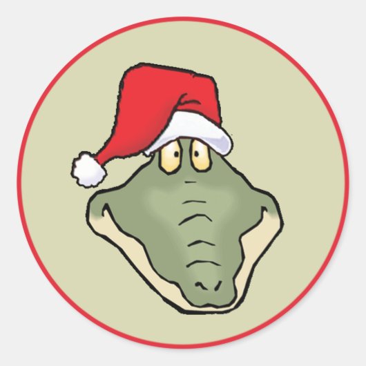Gator Head Santa Ronde Sticker (Voorkant)
