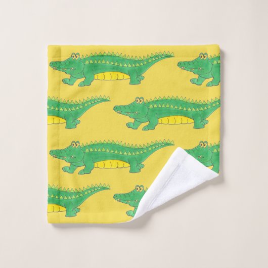 Gator jaune vert Alligator Crocodile Crocodile Ani (Gant de toilette)