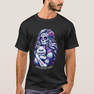 Gatos Before Vatos Skelet Kat Kattenliefhebber Mop T-shirt