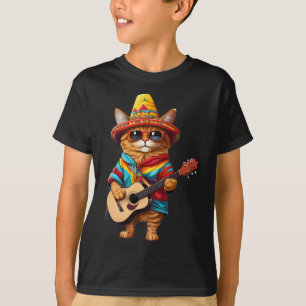 Gatos Voor Vatos Mexicaanse Kat Poncho Fiesta Cinc T-shirt
