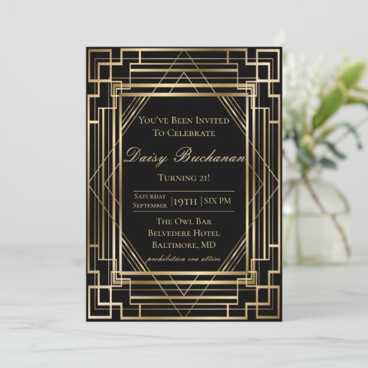 Gatsby Anniversaire Invitation Roaring 20s Fête (Debout devant)