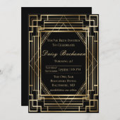 Gatsby Anniversaire Invitation Roaring 20s Fête (Devant / Derrière)