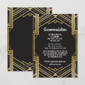 Gatsby Art Deco 1920 Accommodatie bruiloft Informatiekaartje (Voorkant / Achterkant)