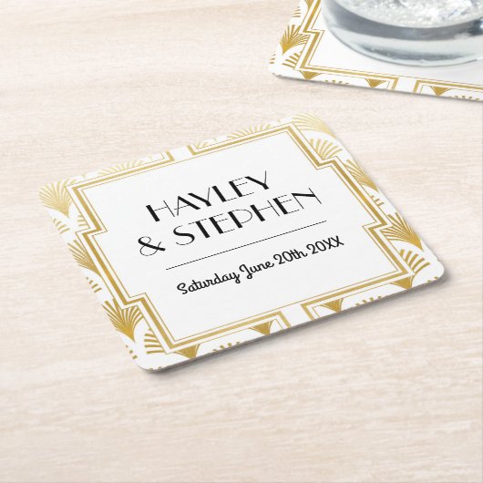 Gatsby Art Deco 1920 Onderzetters bruiloft (Schuin)