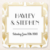 Gatsby Art Deco 1920 Onderzetters bruiloft (Voorkant)