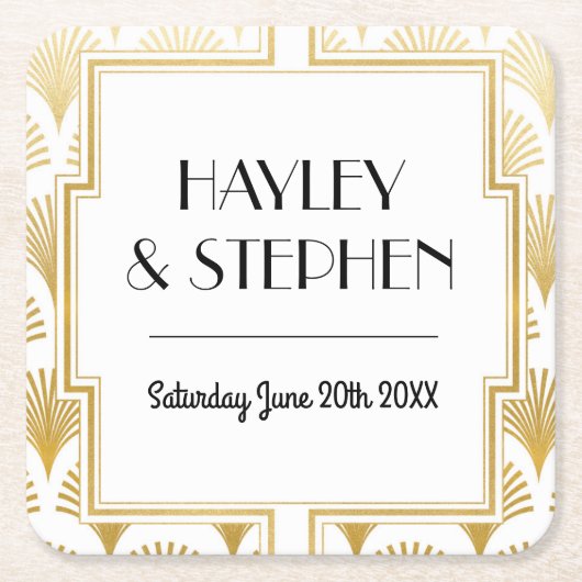 Gatsby Art Deco 1920 Onderzetters bruiloft (Voorkant)