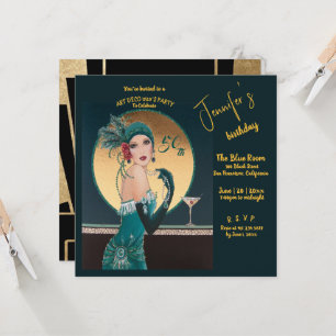 Gatsby Art Déco 50e anniversaire Invitations