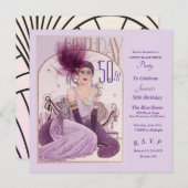 Gatsby Art Deco 50ste verjaardag uitnodigingen (Voorkant / Achterkant)