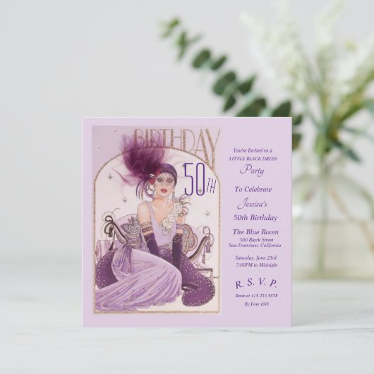 Gatsby Art Deco 50ste verjaardag uitnodigingen (Staand voorkant)