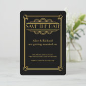 GATSBY ART DECO bruiloft BEWAART DE DATUM Kaart (Staand voorkant)