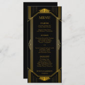 Gatsby Art Deco Dinner Menu | bewerkbare kleur (Voorkant / Achterkant)