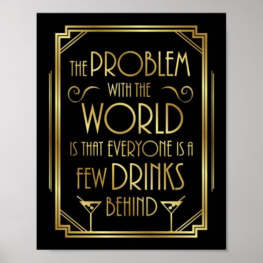 Gatsby Art Deco DRINK QUOTE Sign Print (Voorkant)