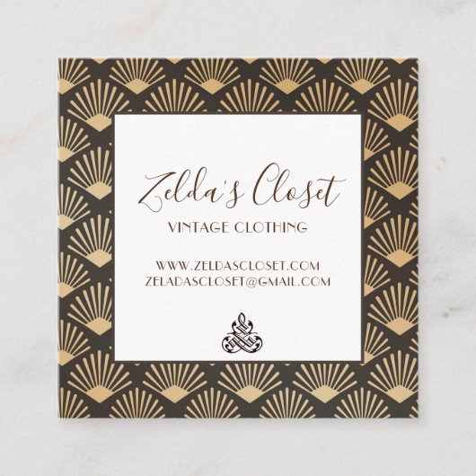 Gatsby Art Deco Fan Pattern Vierkante Visitekaartje (Voorkant)