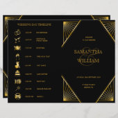 Gatsby Art Deco Folded Wedding Chronologie (Voorkant / Achterkant)