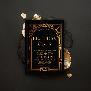 Gatsby Art Deco Gold Roaring 20s Verjaardag Kaart