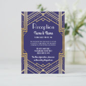 Gatsby Art Deco Gold Wedding Reception Kaarten (Staand voorkant)