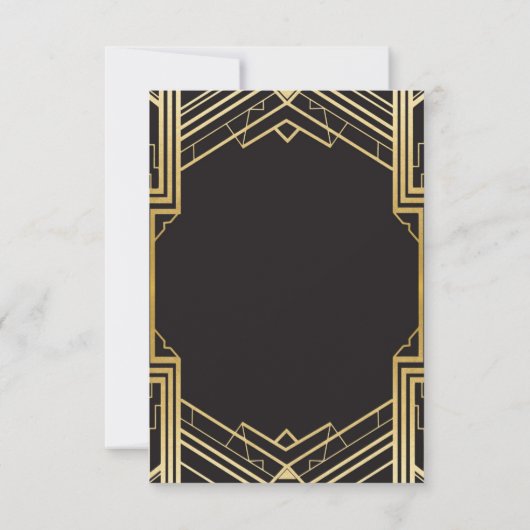Gatsby Art Deco Gouden Trouwontvangstkaarten Kaart (Achterkant)