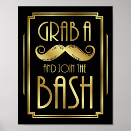 Gatsby Art Deco GRAB A MUSTACHE Sign Print