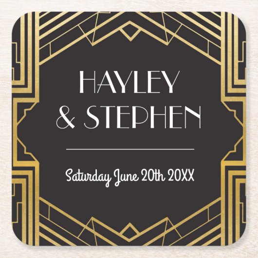 Gatsby Art Deco jaren 20 Onderzetters Huwelijksfee (Voorkant)