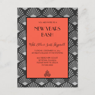 Gatsby  Art Deco New Years Eve Party Invite Aankondigingskaart
