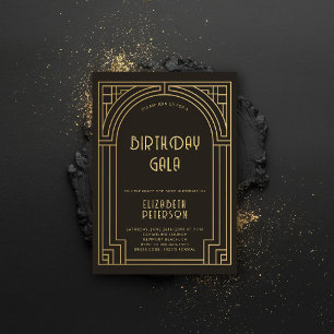 Gatsby Art Deco Nouveau Gold Roaring 20s Verjaarda Kaart
