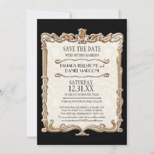 Gatsby Art Deco Nouveau Lace Faux Gold Tulip Kaart