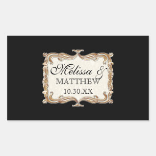 Gatsby Art Deco Nouveau Lace Faux Gold Tulip Rechthoekige Sticker