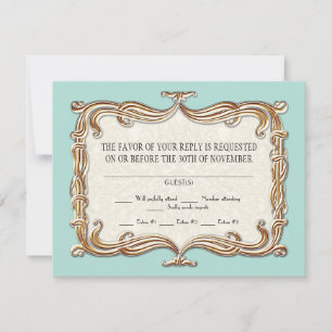 Gatsby Art Deco Nouveau Lace Faux Gold Tulip RSVP Kaartje