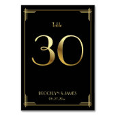 Gatsby Art Déco Numéro de table 30 Or Noir (Dos)