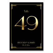 Gatsby Art Déco Numéro de table 49 Or Noir (Dos)