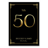 Gatsby Art Déco Numéro de table 50 Or Noir (Dos)