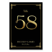 Gatsby Art Déco Numéro de table 58 Or Noir (Dos)