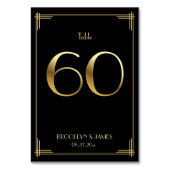 Gatsby Art Déco Numéro de table 60 Or Noir (Dos)