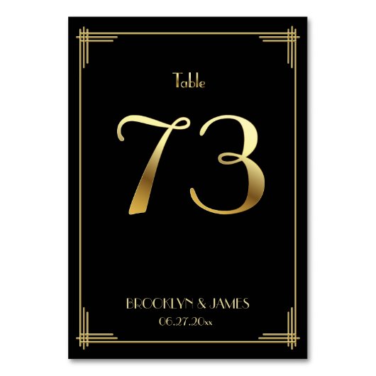 Gatsby Art Déco Numéro de table 73 Or Noir (Par défaut)