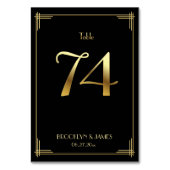 Gatsby Art Déco Numéro de table 74 Or Noir (Dos)