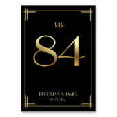 Gatsby Art Déco Numéro de table 84 Or Noir (Dos)