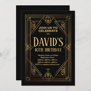 Gatsby, Art Déco, rétro, vintage, invitation